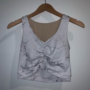 BuffBunny Collection White Marble Crop Top